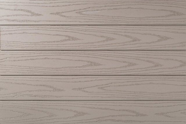 Close-up of TimberTech Porch Collection boards in Slate Gray, a cool mid-gray with subtle streaking.